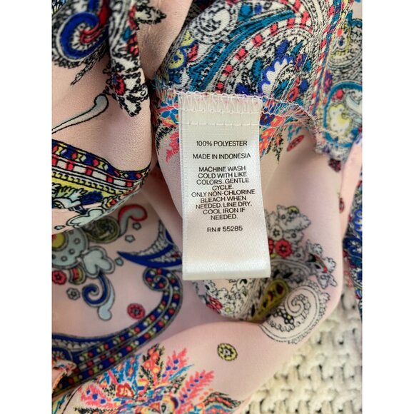 Express The Portofino Shirt Paisley Long Sleeve Button Up Top size Small Boho - Picture 14 of 16